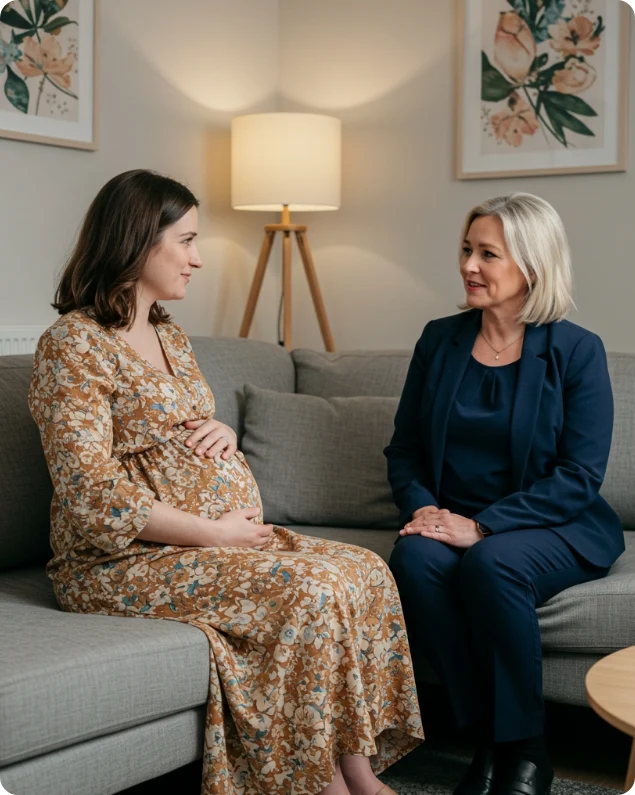 Woman seeking perinatal mental health treatment in NJ