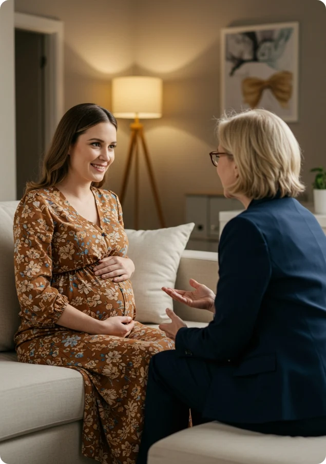 Woman receiving perinatal mental health treatment